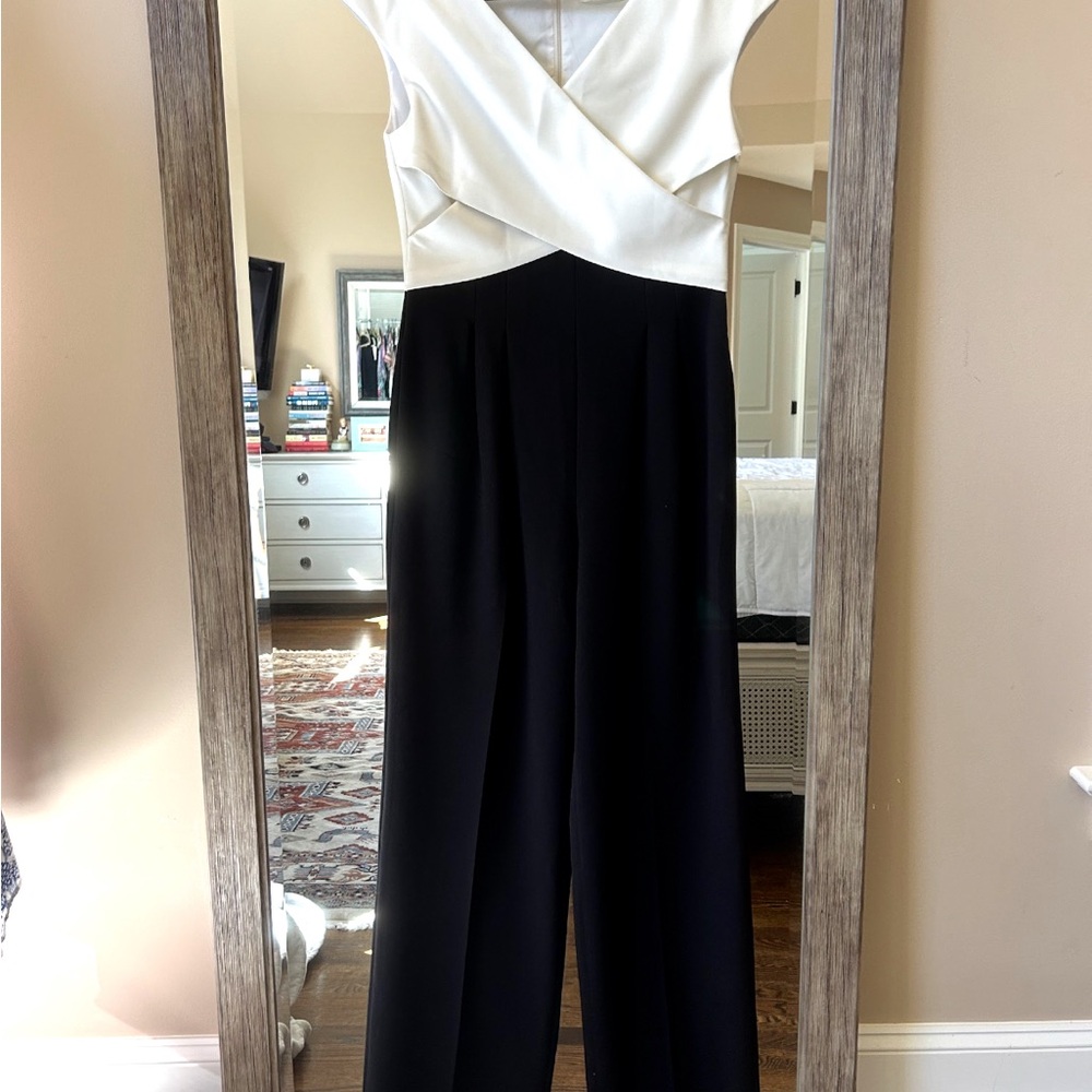 Eliza J Black and White Two-Tone Jumpsuit